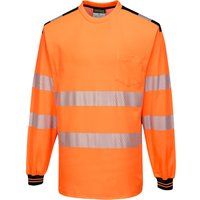 Portwest PW3 Hi Vis Cotton Comfort Long Sleeve T Shirt Orange / Black M