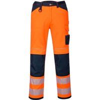 Portwest PW34 Hi Vis Work Trousers Orange / Navy 36" 31"