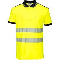 Portwest PW3 Hi Vis Cotton Comfort Polo Short Sleeve Shirt Yellow / Black 4XL