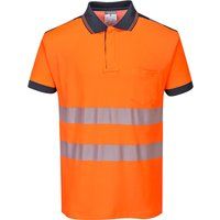 Portwest PW3 Hi-Vis Polo Shirt S/S, Size: XL, Colour: Orange/Navy, T180ONRXL