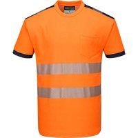 Portwest PW3 Hi-Vis T-Shirt S/S, Color: Orange Navy, Size: L, T181ONRL