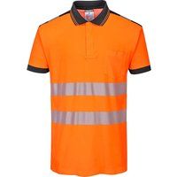 Portwest PW3 Hi Vis Cotton Comfort Polo Short Sleeve Shirt Orange / Black 4XL