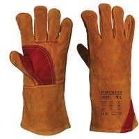 Portwest Reinforced Welding Gauntlets Brown 3XL Pack of 1
