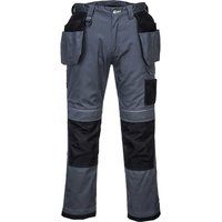 Portwest T602 Reinforced Durable PW3 Holster Work Trouser Zoom Grey/Black Short, 40