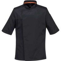 Portwest C738 Men/'s Mesh Air Pro Chef Jacket - Slim Fit Short Sleeve Workwear Black, Small
