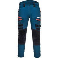 Portwest DX449 Mens Slim Fit Work Trousers - Durable Construction Work Hi Vis Cargo Trousers with Stretch Fabric and Knee Pad Pockets Metro Blue, 46