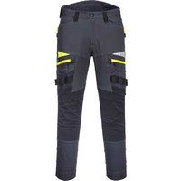 Portwest DX449 Mens Slim Fit Work Trousers - Durable Construction Work Hi Vis Cargo Trousers with Stretch Fabric and Knee Pad Pockets Metal Grey, 32