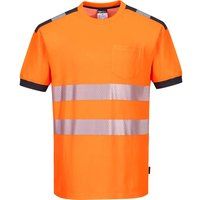 Portwest PW3 Hi Vis Cotton Comfort Short Sleeve T Shirt Orange / Grey S