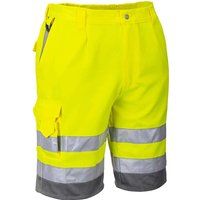 Mens HiVis PolyCotton Shorts  Yellow/Grey Extra Small XS Yellow/Grey  Portwest