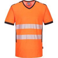 PW3 Hi Vis V Neck Tee Shirt Short Sleeve vee neck Hi Viz RIS3279 Portwest PW310