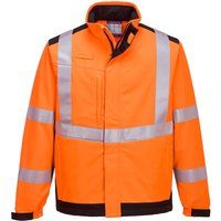 Portwest Mens Modaflame Multi Norm Arc Softshell Jacket Orange/Navy 3XL