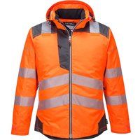 Portwest Unisex PW3 Vision Hi-Vis Safety Workwear Rain Jacket S Orange/Grey