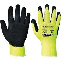 Portwest Latex Foam Hi Vis Grip Gloves Yellow 2XS Pack of 1