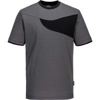 Portwest PW2 Mens Cotton Comfort T Shirt Zoom Grey / Black L