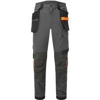 Portwest EV440 Men/'s Slim Fit Work Trousers - Stretch Fabric Workwear Utility Safety Trousers with Holster and Knee Pad Pockets Metal Grey, 32