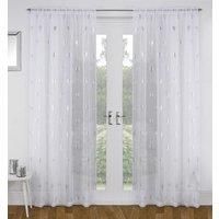 Tyrone Birch Tree Metallic Print Voile Slot Top Curtain Panel