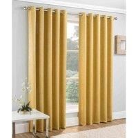 Mustard Eyelet Curtain Pairs Yellow Ochre Ring Top Lined Ready Made Curtains