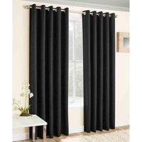Enhanced Living - Vogue Black, Eyelet Curtain, Dimout, Thermal, Blockout Curtain (Width - 90" (229cm) x Drop - 90" (229cm))