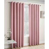 Blush Eyelet Curtains Pink Thermal Block-Out Ready Made Ring Top Curtain Pairs