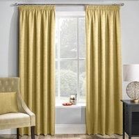 Enhanced Living Matrix Ochre/Gold/Yellow - Thermal, Blockout, Tape Top, Readymade Curtains with Embossed Texture (Ochre/Yellow, Width - 66" (168cm) x Drop - 72" (183cm))