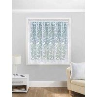 HAWAII WHITE NET CURTAINS FLORAL BUTTERFLY LEAF VINE SCALLOP EDGE TRADITIONAL