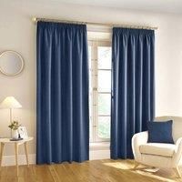 Enhanced Living Harvard - 100% Blackout Readymade Curtains, Tape Top Curtain (Navy, Width - 90" (229cm) x Drop - 90" (229cm))