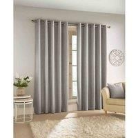 Enhanced Living Savoy Grey Velvet Chenille 100% Blackout Thermal Eyelet Curtains - 46 x 54 inch (117 x 137cm) - Energy Saving & Noise Reducing Curtains for Living Room & Bedroom