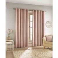 Blush SAVOY Blackout Chenille Lined Ready Made Eyelet / Ring Top Curtains Pair