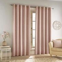 Enhanced Living 100% Blackout Thermal Blush Pink Velvet Chinille Eyelet Curtains Pair 90 X 54 Inch (229X137Cm)