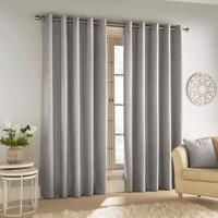 Enhanced Living Savoy Grey Velvet Chenille 100% Blackout Thermal Eyelet Curtains - 90 x 108 inch (229 x 274cm) for Living Room/Bedroom