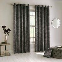Enhanced Living Halo Charcoal/Grey- Thermal, Blockout, Eyelet Ring Top, Readymade Curtains with Textured Metallic Look (Charcoal/Grey, Width - 46" (117cm) x Drop - 54" (137cm))