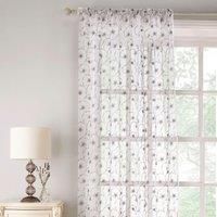Belle Embroidered Floral Sequins Voile Curtain Panel Slot Top Single Panel