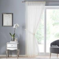 Tyrone Textiles Ltd Windsor Voile Panel - Crushed Voile Panel with a Macrame Trim (Cream, Drop - 48" (122cm))