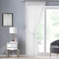 Tyrone Textiles Ltd Windsor Voile Panel - Crushed Voile Panel with a Macrame Trim (White, Drop - 72" (183cm))