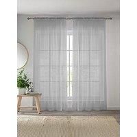 Enhanced Living Black Plain Woven Voile Slot Top Curtain Panel Pair (57x72) 145x183cm, CRY16PA72-PAIR, 145 x 183cm (57x72)