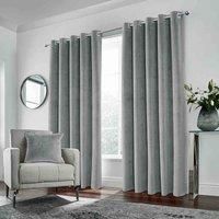 Enhanced Living Grey Velvet, Supersoft, 100% Blackout, Thermal Pair Of Curtains With Eyelet Top 90 X 72 Inch (229X183Cm)
