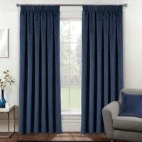 Enhanced Living Velvet Navy Thermal 100% Blackout Curtains with Tape Top - 46 x 54 Inch (117 x 137cm) - Supersoft Energy Saving & Noise Reducing Curtains for Living Room & Bedroom.