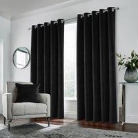 Enhanced Living Black Velvet, Supersoft, Blackout, Thermal Pair of Curtains with Eyelet Top - 100% Blackout, Energy Saving, Noise Reducing, Thermal Curtain 66 x 90 inch (168x229cm)