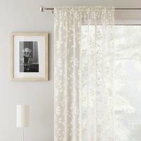 Tyrone Textiles Delila Cream Floral Voile Net Curtain Panel - 55 x 72 Inch (140 x 183cm) - Sheer Semi Transparent Slot Top/Rod Pocket Privacy Drapes