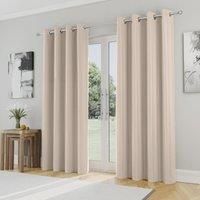 Enhanced Living Nightfall Plain Supersoft Natural Thermal Blockout Eyelet Curtains - 46 x 54 inch (117 x 137cm) - Energy Saving & Noise Reducing Curtains for Bedroom & Living Room