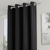 Enhanced Living Nightfall Plain Supersoft Black Thermal Blockout Single Eyelet Door Curtain - 66 x 84 inch (168 x 214cm) - Energy Saving & Noise Reducing Door Curtain for Living Room & Bedroom