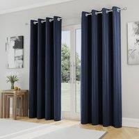 Enhanced Living Nightfall Plain Supersoft Navy Thermal Blockout Eyelet Curtains - 66 x 72 inch (168 x 183cm) - Energy Saving & Noise Reducing Curtains for Living Room & Bedroom
