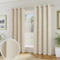 Enhanced Living Royale Boucle Cream Eyelet Curtains 66 X 90 Inch 168X229Cm Pair Of Room Darkening Thermal Noise Reducing Curtains, Cream