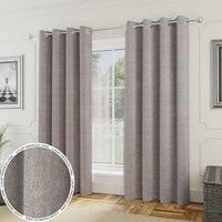 Enhanced Living Royale Boucle Grey Eyelet Curtains 66 X 90 Inch 168X229Cm Pair Of Room Darkening Thermal Noise Reducing Curtains, Grey