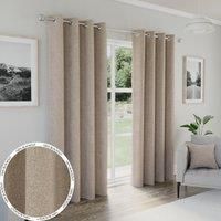 Enhanced Living Austin Natural Eyelet 100 Blackout Curtains 66 X 72 Inch 168X183Cm Thermal Noise Reducing Eyelet Curtains, Cream