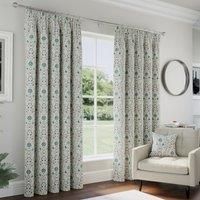Enhanced Living Cotswold Pencil Pleat 100% Blackout Curtains for Bedroom - 90 x 108 inch (229x274cm) - Thermal Curtains for Living Room Floral Blue Bedroom Decor Window Treatments