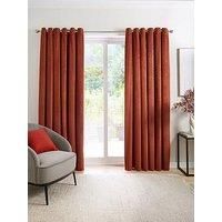 Enhanced Living Tokyo Soft Velvet Eyelet Orange Curtains for Living Room - 66x90 inch (168x229cm) - Noise Reducing, Thermal Curtains for Bedroom - 2 x Curtain Panels