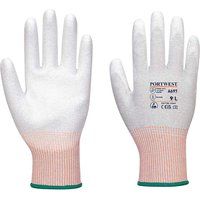 Portwest LR13PU Palm Dipped ESD Gloves Grey / White L Pack of 12