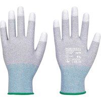 Portwest MR13 PU Fingertip ESD Gloves Grey / White S Pack of 12