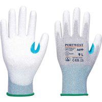 Portwest MR13 PU Palm Cut Resistant ESD Gloves Grey / White XS Pack of 12